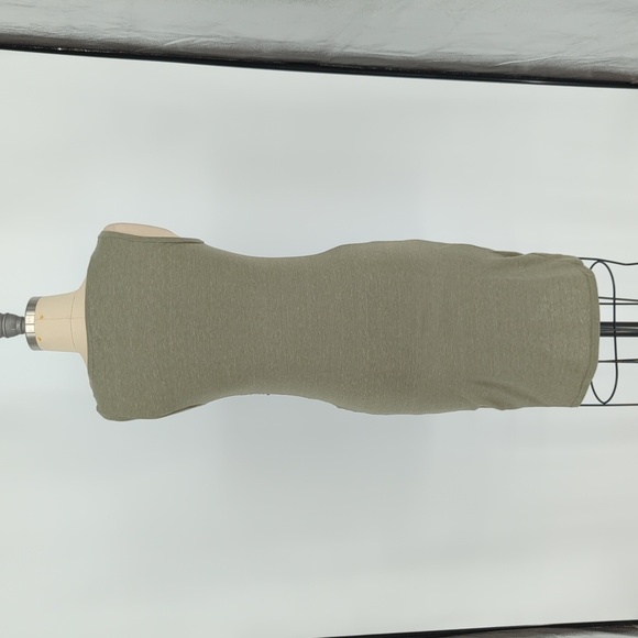Leith Ruched Tank Knit Dress Green M preppy casual summer minimalist stretch - Picture 2 of 6